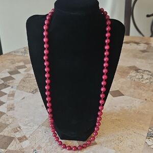 Red Jade Carnelian Or Jasper Natural Stone Necklace Bead Beaded Gold Tone